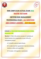 RIMS CRMP Exam Actual Exam Master Test Bank Certified Risk Management Professional Exam &vert; All Questions and Correct Answers &vert; Just Released&lpar;UPDATED 2026&sol;2027&rpar; &NewLine;