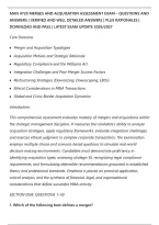 Man 4720 Merges And Acquisation Assessment Exam &ndash; Questions And&NewLine;Answers &vert; Verified And Well Detailed Answers &vert; Plus Rationales &vert;&NewLine;Download And Pass &vert; Latest Exam Update 2026&sol;2027
