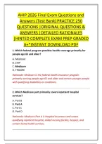 Ahip 2026 Final Exam Questions And &NewLine;Answers &lpar;Test Bank&rpar; Practice 250 &NewLine;Questions &vert;Original Questions & &NewLine;Answers &vert;Detailed Rationales &NewLine;&vert;Hinted Complete Exam Prep Graded &NewLine;A&plus;&ast;Instant Download Pdf 