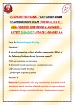 VATI Green Light Comprehensive Exam &lpar;Forms A&comma; B & C&rpar; &vert; 450&plus; Verified Questions & Answers &vert; Latest 2026&sol;2027 Update &vert; Graded A&plus;&NewLine;
