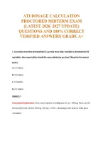 Ati Dosage Calculation&NewLine;Proctored Midterm Exam&NewLine;&lpar;Latest 2026&sol; 2027 Update&rpar;&NewLine;Questions And 100&percnt; Correct&NewLine;Verified Answers&vert; Grade A&plus;
