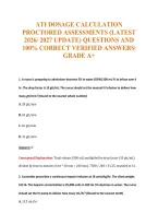 Ati Dosage Calculation&NewLine;Proctored Assessments &lpar;Latest&NewLine;2026&sol; 2027 Update&rpar; Questions And&NewLine;100&percnt; Correct Verified Answers&vert;&NewLine;Grade A&plus;