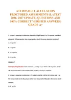 Ati Dosage Calculation&NewLine;Proctored Assessments &lpar;Latest&NewLine;2026&sol; 2027 Update&rpar; Questions And&NewLine;100&percnt; Correct Verified Answers&vert;&NewLine;Grade A&plus;