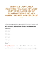 Ati Dosage Calculation&NewLine;Proctored Final Exam Advanced&NewLine;Study Guide &lpar;Latest 2026&sol; 2027&NewLine;Update&rpar; Questions And 100&percnt;&NewLine;Correct Verified Answers&vert; Grade&NewLine;A&plus;