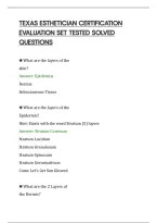 Texas Esthetician Certification&NewLine;Evaluation Set Tested Solved&NewLine;Questions&NewLine;