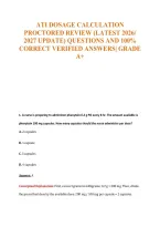 Ati Dosage Calculation&NewLine;Proctored Review &lpar;Latest 2026&sol;&NewLine;2027 Update&rpar; Questions And 100&percnt;&NewLine;Correct Verified Answers&vert; Grade&NewLine;A&plus;