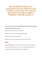 Bsn 225 Hesi Rn Specialty&NewLine;Fundamentals Of Nursing Exam&NewLine;V2 Prep &lpar;Latest 2026&sol; 2027 Update&rpar;&NewLine;Questions And 100&percnt; Correct&NewLine;Verified Answers&vert; Grade A&plus;