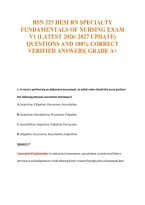Bsn 225 Hesi Rn Specialty&NewLine;Fundamentals Of Nursing Exam&NewLine;V1 &lpar;Latest 2026&sol; 2027 Update&rpar;&NewLine;Questions And 100&percnt; Corrbsn 225 Hesi Rn Specialty&NewLine;Fundamentals Of Nursing Exam&NewLine;V1 &lpar;Latest 2026&sol; 2027 Update&rpar;&NewLine;Questions And 100&percnt; Correct&NewLine;Verified Answers&vert; Grade A&plus;