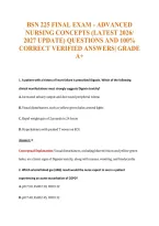 Bsn 225 Final Exam - Advanced&NewLine;Nursing Concepts &lpar;Latest 2026&sol;&NewLine;2027 Update&rpar; Questions And 100&percnt;&NewLine;Correct Verified Answers&vert; Grade&NewLine;A&plus;