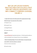 Bsn 225 Advanced Nursing&NewLine;Practice Practice Exam &lpar;Latest&NewLine;2026&sol; 2027 Update&rpar; Questions And&NewLine;100&percnt; Correct Verified Answers&vert;&NewLine;Grade A&plus;