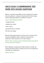 Hsco Exam 1 Comprehensive Test&NewLine;Paper With Solved Questions