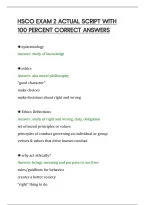 Hsco Exam 2 Actual Script With&NewLine;100 Percent Correct Answers