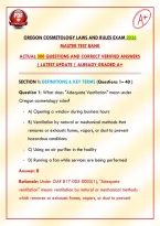 Oregon Cosmetology Laws and Rules Exam 2026 Master Test Bank &vert; Actual 300 Questions and Correct Verified Answers &vert; Latest Update &vert; Already Graded A&plus;&NewLine;