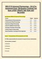 WGU D116 Advanced Pharmacology &ndash; OA & Pre&NewLine;Assessment Exam&colon; 250-Question Combined Test &NewLine;Bank LATEST UPDATE THIS YEAR JUST &NewLine;RELEASED