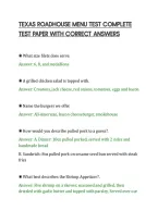 Texas Roadhouse Menu Test Complete&NewLine;Test Paper With Correct Answers&NewLine;