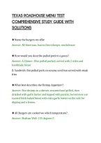 Texas Roadhouse Menu Test&NewLine;Comprehensive Study Guide With&NewLine;Solutions