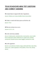 Texas Roadhouse Menu Test Questions&NewLine;And Correct Answers