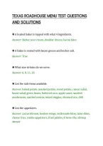 Texas Roadhouse Menu Test Questions&NewLine;And Solutions&NewLine;