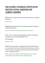 Hud Housing Counselor Certification&NewLine;Practice Actual Questions And&NewLine;Correct Answers&NewLine;