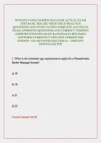 Pennsylvania Barber Manager Actual Exam Test Bank 2026&sol;2027 High Yield Practice Questions And Study Guide Complete Accurate Exam Approved Questions And Correct Verified Answers With Detailed Rationales &lpar;Reliable Answers&rpar; Currently Updated Version 2026 Edi