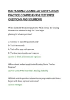 Hud Housing Counselor Certification&NewLine;Practice Comprehensive Test Paper&NewLine;Questions And Solutions