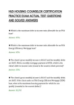 Hud Housing Counselor Certification&NewLine;Practice Exam Actual Test Questions&NewLine;And Solved Answers