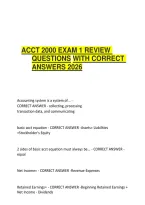 Acct 2000 Exam 1 Review Questions With Correct Answers 2026 Solution