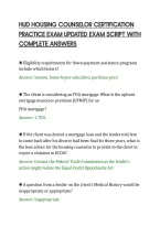 Hud Housing Counselor Certification&NewLine;Practice Exam Updated Exam Script With&NewLine;Complete Answers