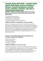Juvenile Justice 2026&sol;2027 &vert; Juvenile Justice System Study Guide&comma; Practice Questions & Answers&comma; Juvenile Delinquency&comma; Juvenile Courts&comma; Probation&comma; Detention&comma; Diversion & Comprehensive Exam Prep