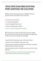 TEXAS STATE EXAM SIMULATOR FINAL&NewLine;PAPER QUESTIONS AND SOLUTIONS&NewLine;