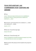 TEXAS STATE MORTUARY LAW&NewLine;COMPREHENSIVE STUDY QUESTIONS AND&NewLine;ANSWERS&NewLine;