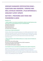 SERVSAFE MANAGER CERTIFICATION EXAM &ndash; &NewLine;QUESTIONS AND ANSWERS &vert; VERIFIED AND &NewLine;WELL-DETAILED ANSWERS &vert; PLUS RATIONALES &vert; &NewLine;2026&sol;2027 LATEST UPDATE