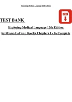 Test Bank for Exploring Medical Language&colon; A Student-Directed Approach 12th Edition by Danielle LaFleur Brooks&comma; Dale M&period; Levinsky & Myrna LaFleur Brooks &vert; Chapters 1&ndash;16 Complete &vert; ISBN 9780443264559