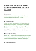 TEXES 181 DEAF AND HARD OF HEARING&NewLine;EXAM PRACTICE QUESTIONS AND TESTED&NewLine;SOLUTIONS&NewLine;