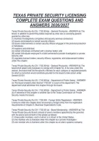 TEXAS PRIVATE SECURITY LICENSING&NewLine;COMPLETE EXAM QUESTIONS AND&NewLine;ANSWERS 2026&sol;2027