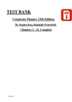 Test Bank for Corporate Finance 13th Edition by Stephen A&period; Ross & Randolph W&period; Westerfield &vert; Chapters 1&ndash;21 Complete