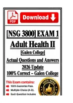 NSG 3800 Exam 1&vert; Adult Health II&vert; 2026 Update &vert;100&percnt; Correct &ndash; Galen College