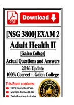 NSG 3800 Exam 2&vert; Adult Health II&vert; 2026 Update &vert;100&percnt; Correct &ndash; Galen College