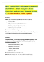WGU D236 Patho Readiness Assessment &NewLine;2026&sol;2027&period; &ndash; 100&percnt; Complete Exam &NewLine;Questions and Answers Already Graded &NewLine;A&plus;&period; Latest Verified Exam Update&period;