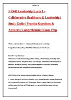 NR446 Leadership Exam 1 &ndash; Collaborative Healthcare & Leadership &vert; Study Guide &vert; Practice Questions & Answers &vert; Comprehensive Exam Prep