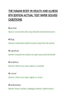 THE HUMAN BODY IN HEALTH AND ILLNESS&NewLine;8TH EDITION ACTUAL TEST PAPER SOLVED&NewLine;QUESTIONS&NewLine;