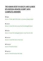 THE HUMAN BODY IN HEALTH AND ILLNESS&NewLine;8TH EDITION UPDATED SCRIPT WITH&NewLine;COMPLETE ANSWERS