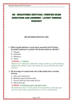 RD - REGISTERED DIETITIAN &vert; VERIFIED EXAM QUESTIONS AND ANSWERS - LATEST VERSION 2026&sol;2027
