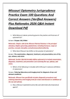 Missouri Optometry Jurisprudence Practice Exam 100 Questions And Correct Answers &lpar;Verified Answers&rpar; Plus Rationales 2026 Q&A Instant Download Pdf