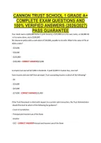 CANNON TRUST SCHOOL 1 GRADE A&plus; &NewLine;COMPLETE EXAM QUESTIONS AND &NewLine;100&percnt; VERIFIED ANSWERS &lpar;2026&sol;2027&rpar; &NewLine;PASS GUARANTEE 