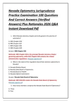 Nevada Optometry Jurisprudence Practice Examination 100 Questions And Correct Answers &lpar;Verified Answers&rpar; Plus Rationales 2026 Q&A Instant Download Pdf