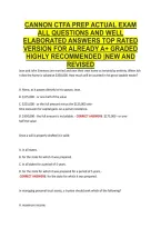 CANNON CTFA PREP ACTUAL EXAM &NewLine;ALL QUESTIONS AND WELL &NewLine;ELABORATED ANSWERS TOP RATED &NewLine;VERSION FOR ALREADY A&plus; GRADED &NewLine;HIGHLY RECOMMENDED &vert;NEW AND &NewLine;REVISED 