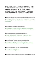 Theoretical Basis For Nursing 6Th&NewLine;American Edition Actual Exam&NewLine;Questions And Correct Answers