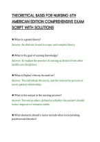 Theoretical Basis For Nursing 6Th&NewLine;American Edition Comprehensive Exam&NewLine;Script With Solutions