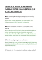 Theoretical Basis For Nursing 6Th&NewLine;American Edition Exam Questions And&NewLine;Solutions Graded A&plus;